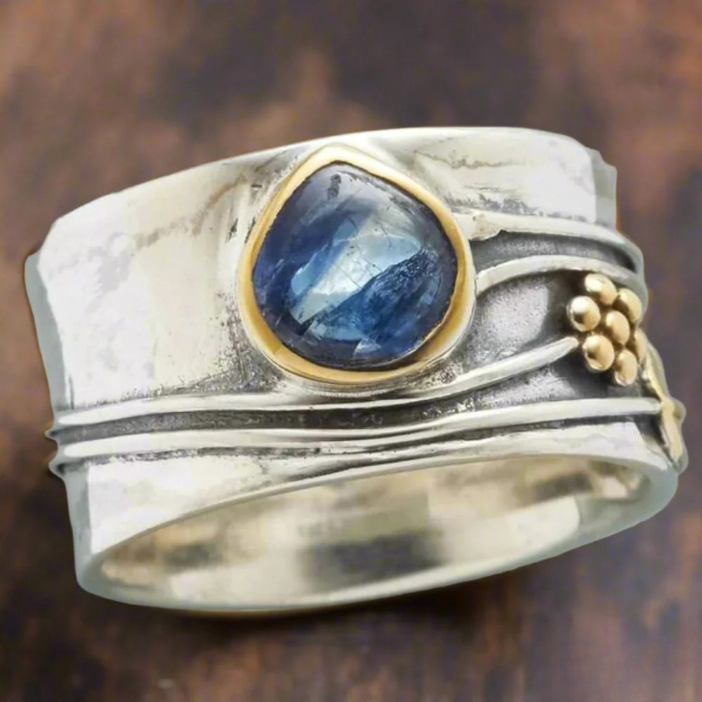 Bague de méditation en pierres précieuses bohémienne