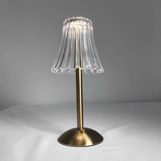 Lampe de table LED en cristal élégante avec pied en laiton – Design inspiré du vintage