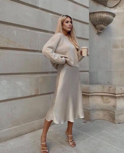 Pearl - Jupe Midi En Satin