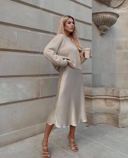 Pearl - Jupe Midi En Satin