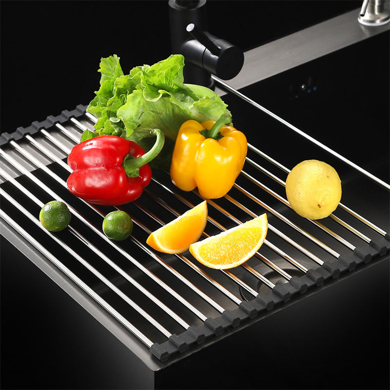 Rouleau d'égouttage en acier inoxydable – Grille d'égouttage pliable et gain de place pour la cuisine