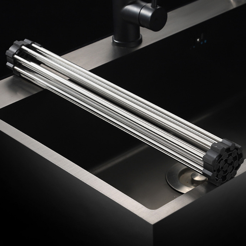 Rouleau d'égouttage en acier inoxydable – Grille d'égouttage pliable et gain de place pour la cuisine