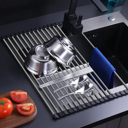 Égouttoir de cuisine en acier inoxydable – Pliable, Durable et Gain de Place