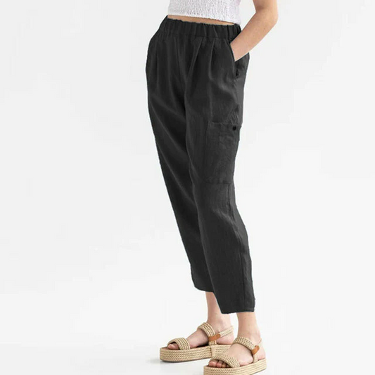 Cécile - Pantalon Droit Décontracté Uni