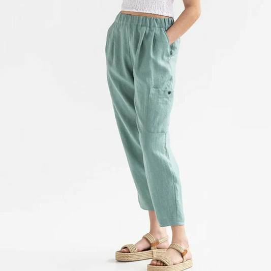 Cécile - Pantalon Droit Décontracté Uni