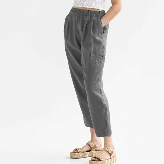 Cécile - Pantalon Droit Décontracté Uni