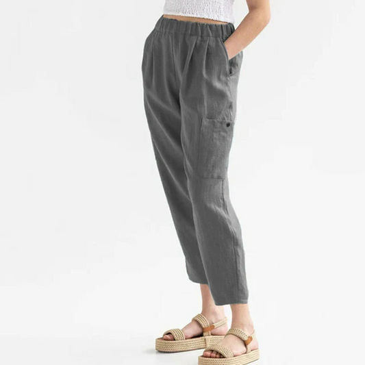Cécile - Pantalon Droit Décontracté Uni