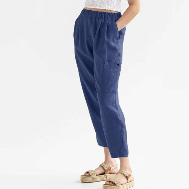 Cécile - Pantalon Droit Décontracté Uni