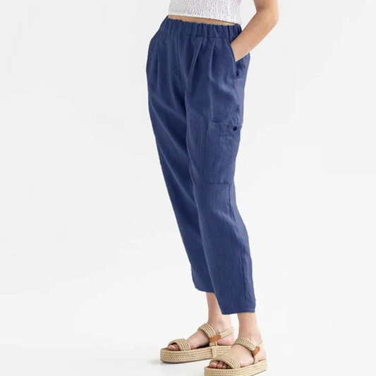 Cécile - Pantalon Droit Décontracté Uni
