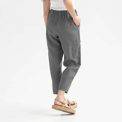 Cécile - Pantalon Droit Décontracté Uni