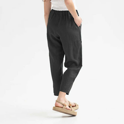 Cécile - Pantalon Droit Décontracté Uni