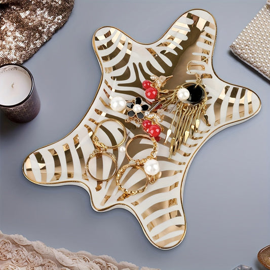 Bol en céramique élégant pour bijoux avec détails animaliers – Parfait pour le rangement des accessoires