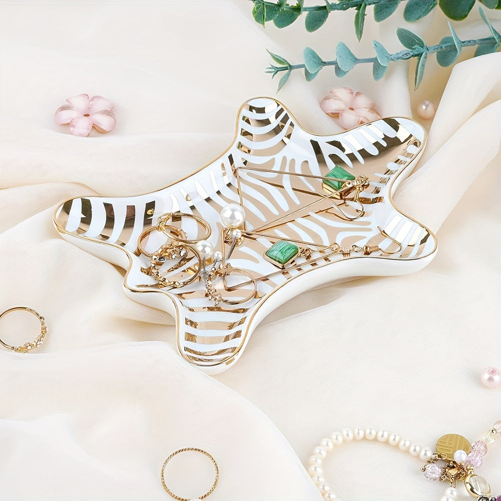 Bol en céramique élégant pour bijoux avec détails animaliers – Parfait pour le rangement des accessoires