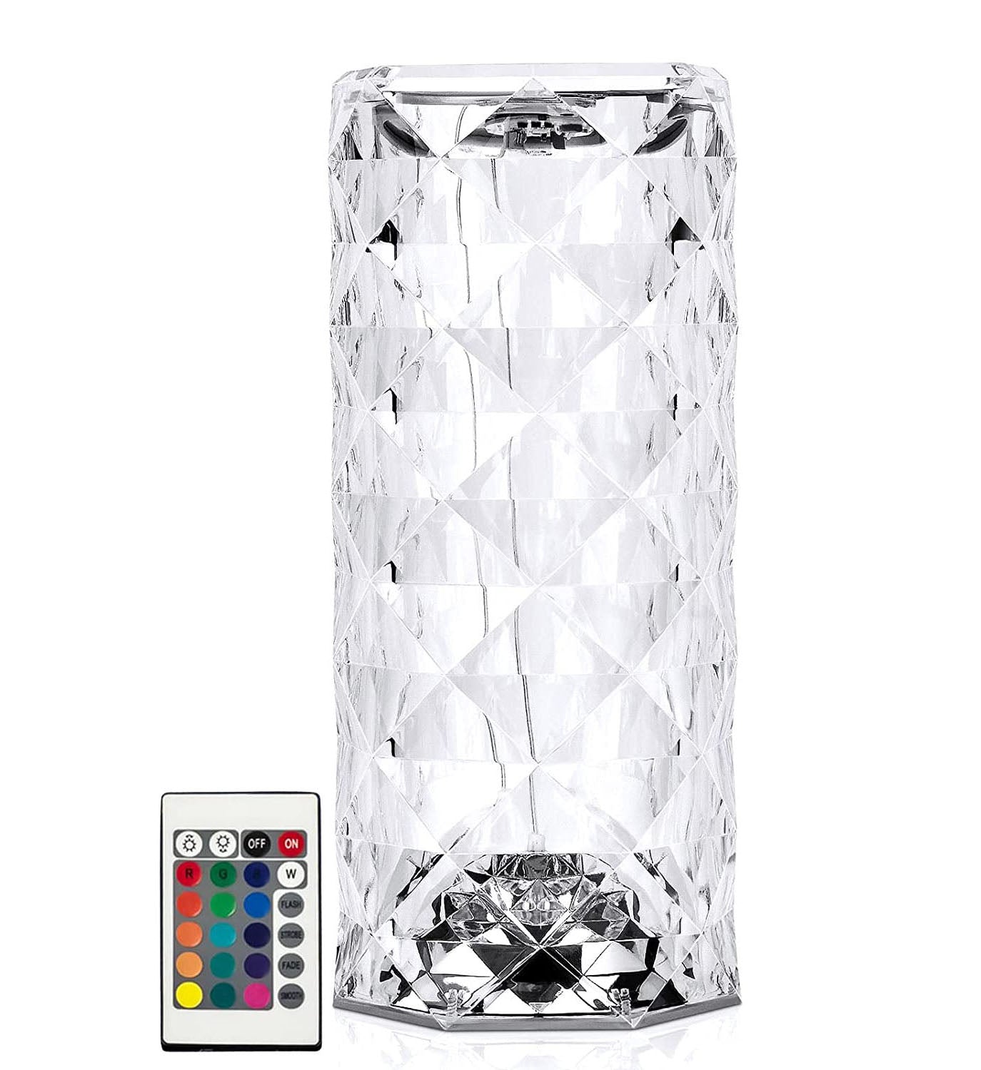 Lampe de table LED en cristal élégante avec 16 options de couleur – Parfaite pour l'ambiance et le style