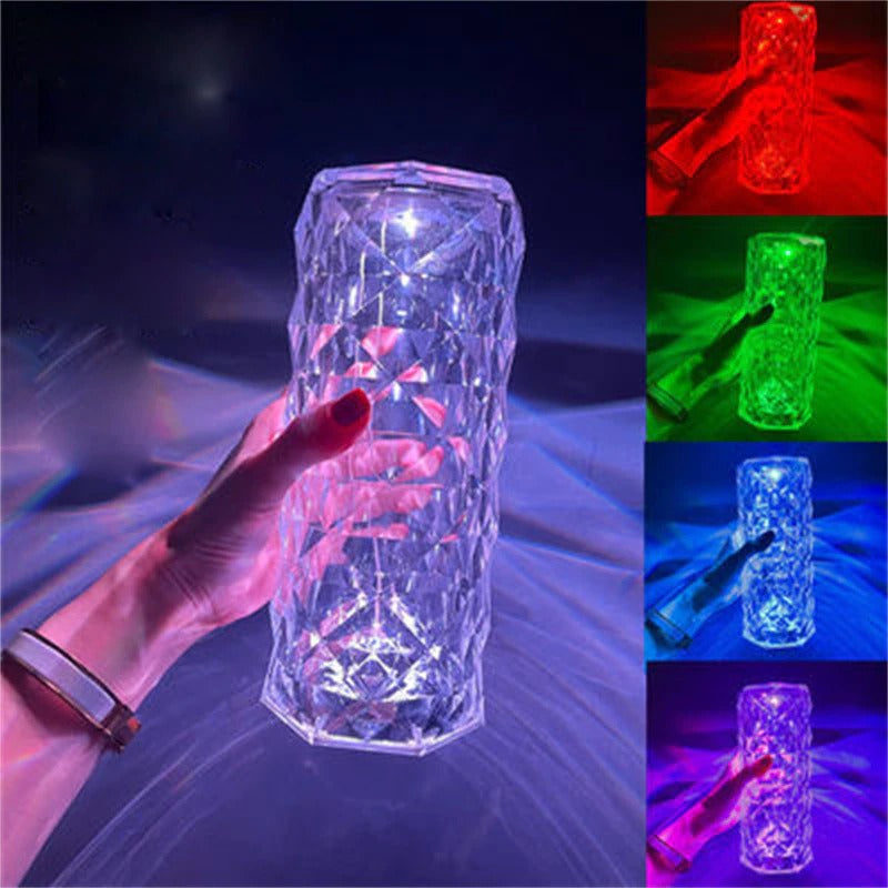 Lampe de table LED en cristal élégante avec 16 options de couleur – Parfaite pour l'ambiance et le style