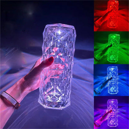 Lampe de table LED en cristal élégante avec 16 options de couleur – Parfaite pour l'ambiance et le style