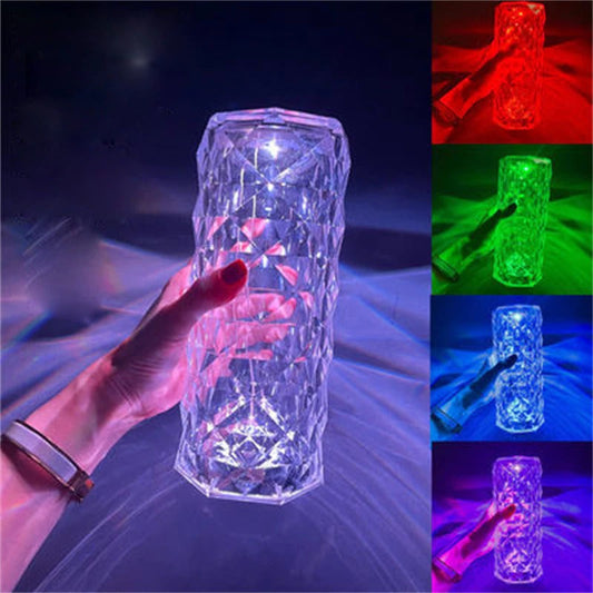 Lampe de table LED en cristal élégante avec 16 options de couleur – Parfaite pour l'ambiance et le style