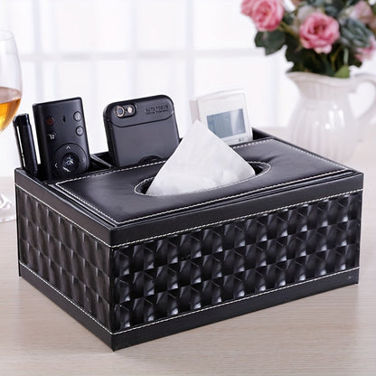Boîte de Rangement Multifonctionnelle en Cuir PU Élégante – Organisateur pour Serviettes et Accessoires