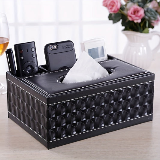 Boîte de Rangement Multifonctionnelle en Cuir PU Élégante – Organisateur pour Serviettes et Accessoires