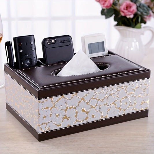 Boîte de Rangement Multifonctionnelle en Cuir PU Élégante – Organisateur pour Serviettes et Accessoires