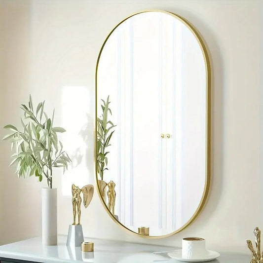 Miroir Ovale Élégant – Miroir Murale Moderne pour Salle de Bain, Chambre et Couloir