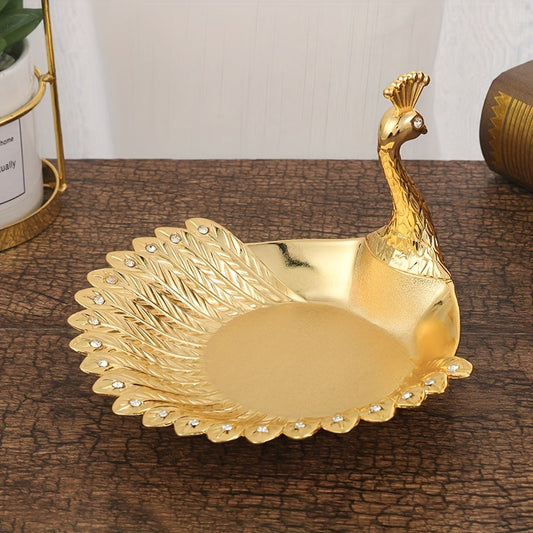 Plateau à snacks élégant en forme de paon en métal – Parfait pour un design scandinave et moderne