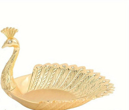 Plateau à snacks élégant en forme de paon en métal – Parfait pour un design scandinave et moderne