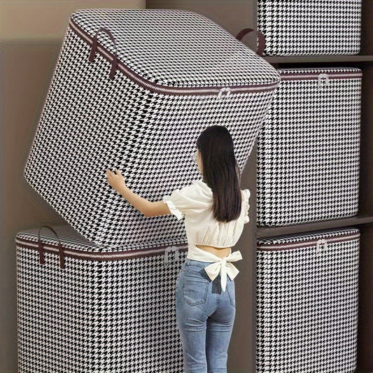 Boîtes de rangement pliables en pied de poule – Idéales pour les vêtements et les couvertures