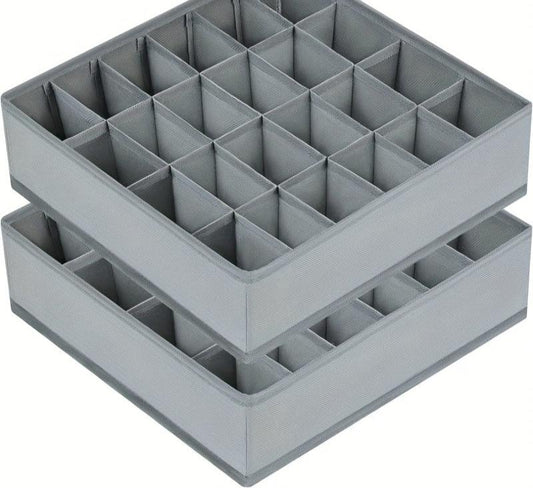 Organisateur pliable pour chaussettes et sous-vêtements – Pack de 2, 24 compartiments pour un rangement efficace