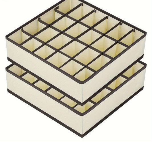 Organisateur pliable pour chaussettes et sous-vêtements – Pack de 2, 24 compartiments pour un rangement efficace