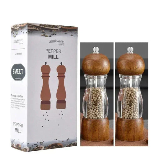 Set de moulins à sel et à poivre manuels FlavorMill – Design en bois élégant avec mécanisme de broyage en céramique précis