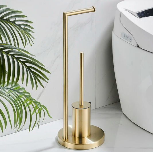 Support de papier toilette Flushy avec brosse – Gain de place et polyvalent pour les salles de bains modernes