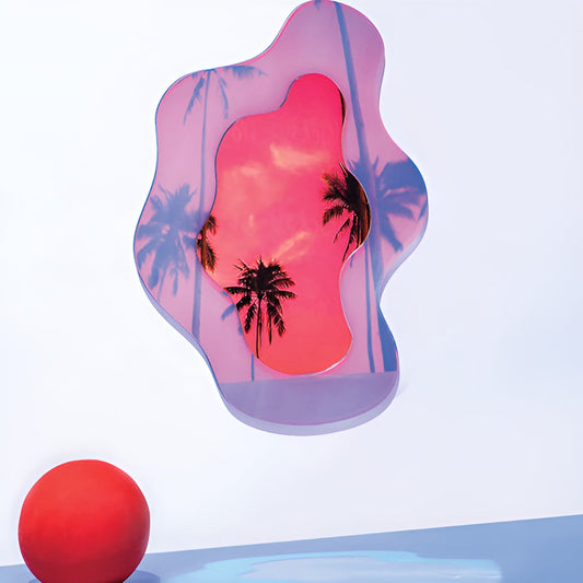 Miroir en acrylique géométrique – Miroir mural élégant sans cadre avec dos autocollant