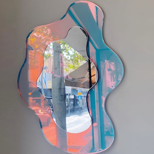 Miroir en acrylique géométrique – Miroir mural élégant sans cadre avec dos autocollant