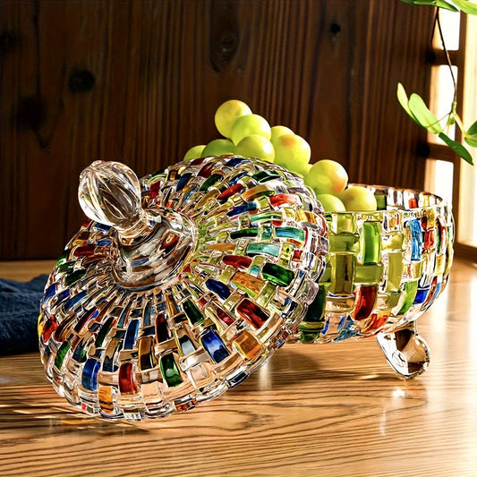GlassArt Bol en verre peint à la main avec couvercle – Élégant élément décoratif pour la maison ou le bureau