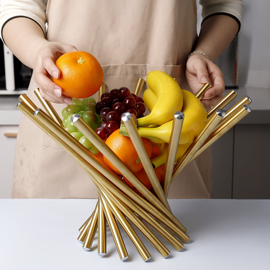 GoldServe Bol Décoratif en Acier Inoxydable – Solution de Rangement Luxueuse en Or pour Table et Décor