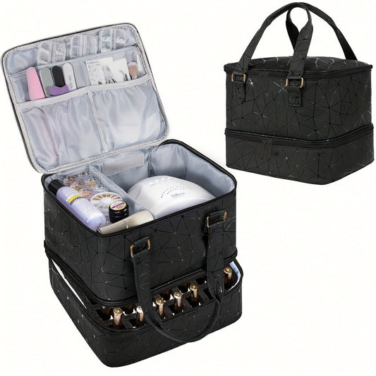 Grande capacité trousse de maquillage en cuir PU – Organiseur élégant et robuste pour le maquillage