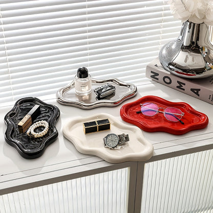 Grand bol en céramique en forme de nuage – Organisateur de bijoux élégant pour commodes