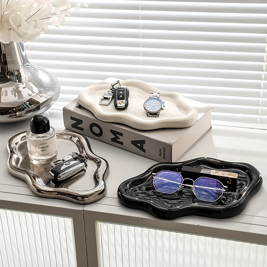 Grand bol en céramique en forme de nuage – Organisateur de bijoux élégant pour commodes