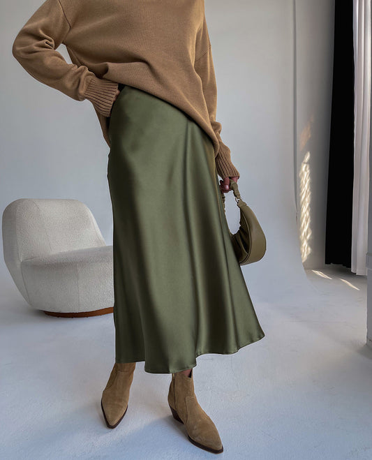Pearl - Jupe Midi En Satin