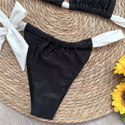 Bikini Halter Noir/Blanc