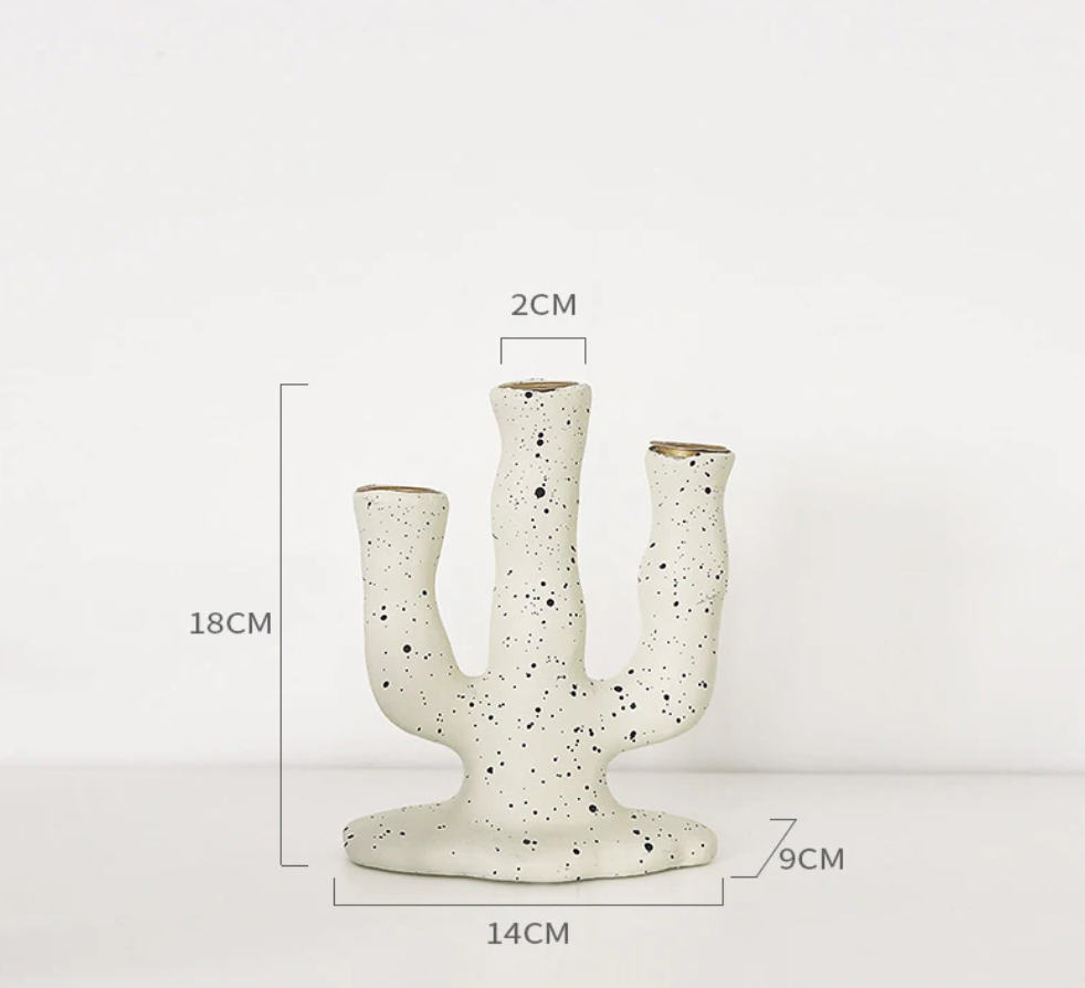 Bougeoir en céramique fait main – Design artistique avec des points, décoration moderne et traditionnelle – Deux options de taille