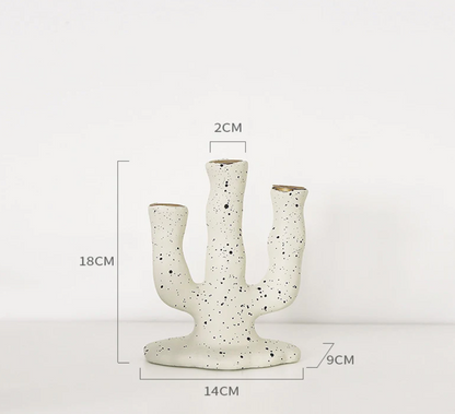 Bougeoir en céramique fait main – Design artistique avec des points, décoration moderne et traditionnelle – Deux options de taille