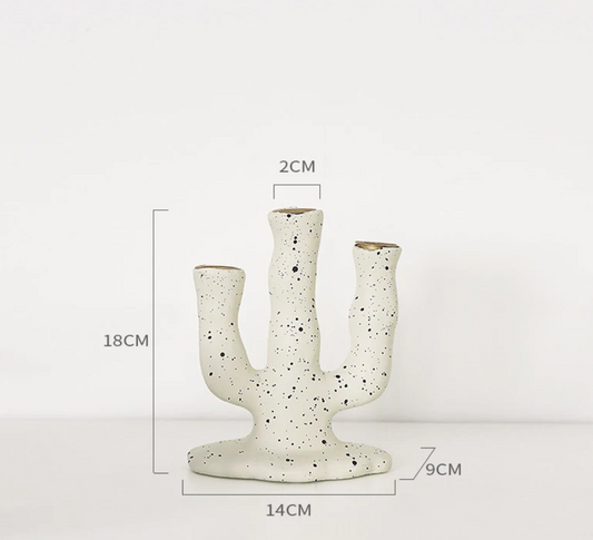 Bougeoir en céramique fait main – Design artistique avec des points, décoration moderne et traditionnelle – Deux options de taille