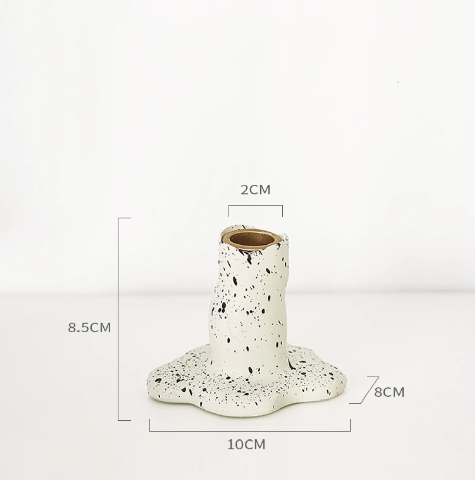 Bougeoir en céramique fait main – Design artistique avec des points, décoration moderne et traditionnelle – Deux options de taille