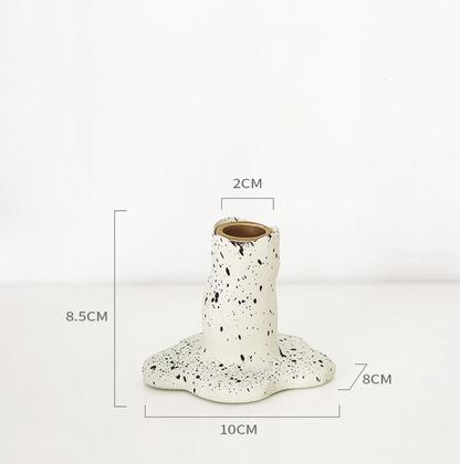 Bougeoir en céramique fait main – Design artistique avec des points, décoration moderne et traditionnelle – Deux options de taille