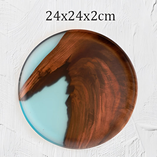 Plateau fait main en bois et résine époxy – Robuste et élégant pour la maison & la cuisine