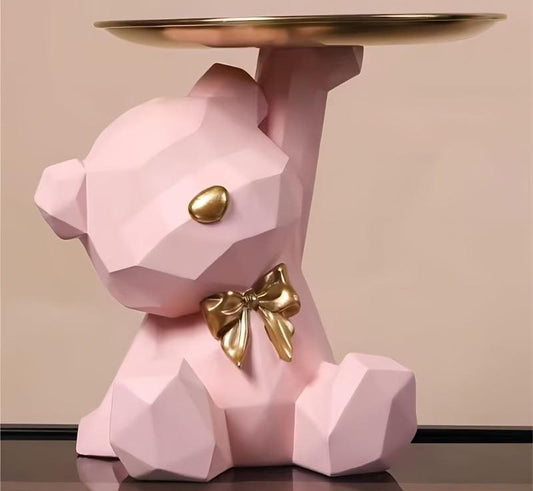 HappyBear Plateau Décoratif – Organisateur Ludique en Résine pour Chaque Espace