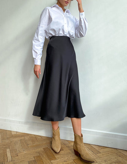 Pearl - Jupe Midi En Satin