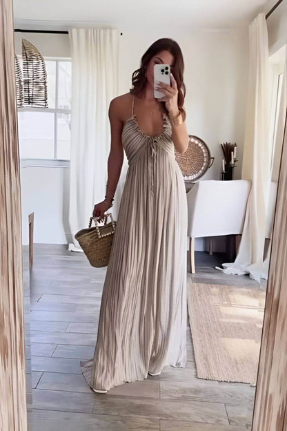 Lanie - Robe maxi plissée chic